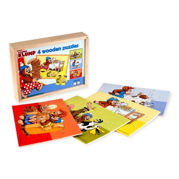 Trækasse med 4 Rasmus Klump puslespil