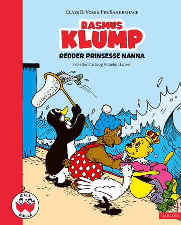 Forside på Rasmus Klump Redder Prinsesse Nanna, klassisk børnebog om eventyr, venskab og en spændende redningsaktion til søs.