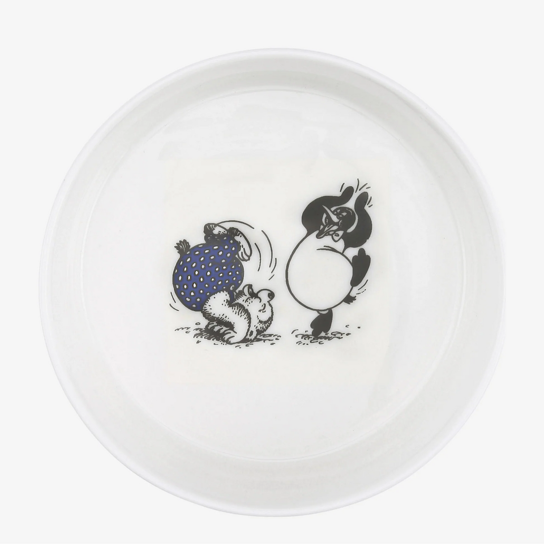 Rasmus Klump tallerken med Pingo-motiv på hvid porcelænstallerken fra det klassiske Rasmus Klump-univers.